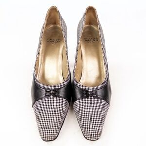 Charles Jourdan Paris Houndstooth Pumps Black White Made in France 39